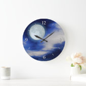 月と雲の夜空 ラージ壁時計 (ホーム)