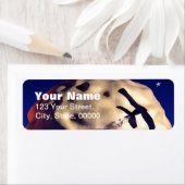 月と飛行機のカスタマイズ可能な差出人住所ラベル ラベル (インサイチュ)