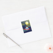 月と飛行機の正方形のステッカー スクエアシール