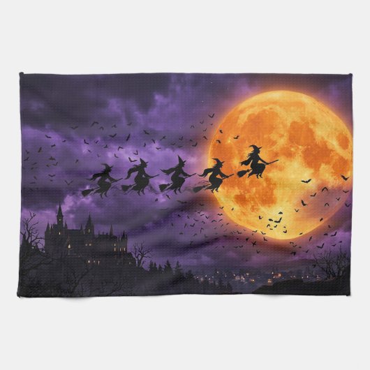 月と魔女のハロウィン キッチンタオル (横)