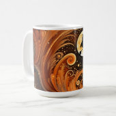 月と魔女を描いたオレンジ色の空 コーヒーマグカップ (正面左)