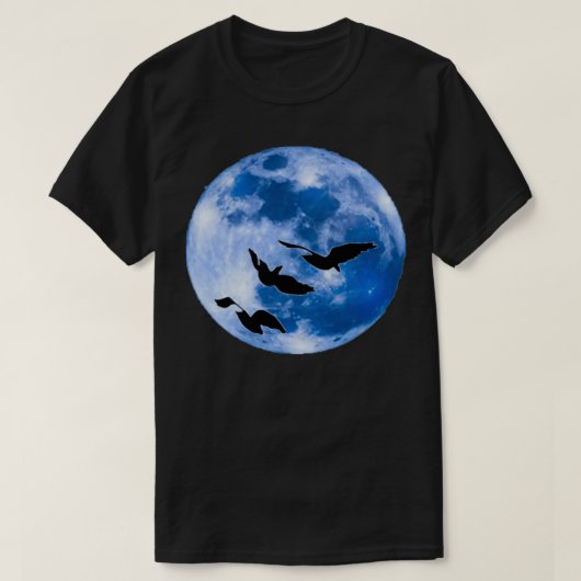 月と鳥の美しい景色 Tシャツ (デザイン正面)