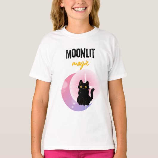 月と黒猫 Tシャツ (正面)