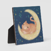 月にいるかわいい猫 フォトプラーク (正面)