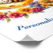 月におやすみのかわいいハチの赤ちゃん ポスター (角)