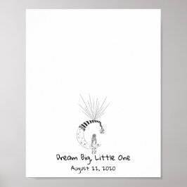 月にお座りになった女の子の指紋風船ブック ポスター