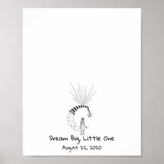 月にお座りになった女の子の指紋風船ブック ポスター (正面)