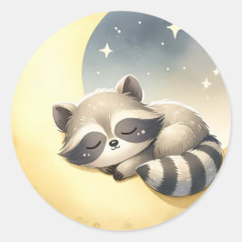 月にかわいいウッドランドのアニマルキッズ ラウンドシール