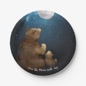 月にかわいいクマ ペーパープレート (正面)