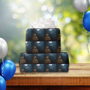 月にかわいいクマ ラッピングペーパー