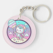 月にアイスクリームを食べるのかわいい宇宙飛行士 | キーホルダー (裏面)