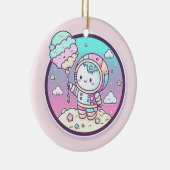 月にアイスクリームを食べるのかわいい宇宙飛行士 | セラミックオーナメント (右)