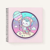 月にアイスクリームを食べるのかわいい宇宙飛行士 | ノートブック (正面)
