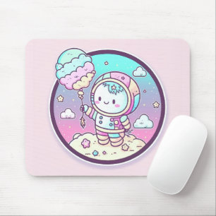 月にアイスクリームを食べるのかわいい宇宙飛行士 マウスパッド