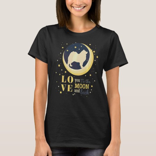 月にサモイエードゼリー犬を愛 Tシャツ (正面)