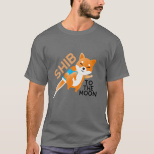 月にシブ:柴犬コインSHIBAトークンSHIBA Tシャツ