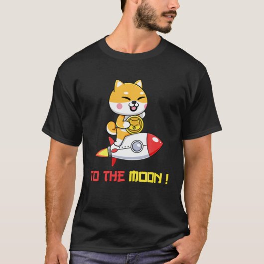 月にシブ($S):柴犬コインSHIBAトークンクリップ Tシャツ (正面)