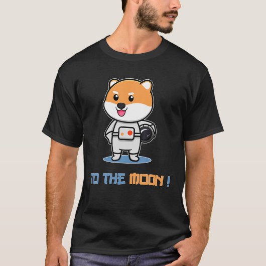 月にシブ($S):柴犬コインSHIBAトークンクリップ Tシャツ (正面)