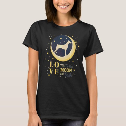 月にドベルマン犬を愛する Tシャツ (正面)