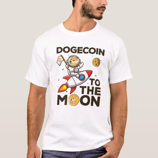 月にドージョインおもしろいコインラバークリプト Tシャツ (正面)