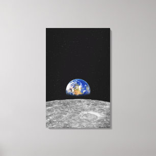 月に上がる惑星の地球 キャンバスプリント