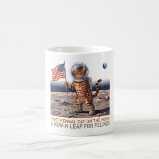 月に上陸した最初のベンガル猫 - レトロ宇宙ネコ コーヒーマグカップ