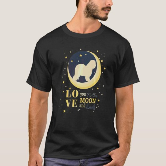 月に古いイギリスの牧羊犬を愛する Tシャツ (正面)