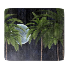 月に向かうヤシの木 カッティングボード