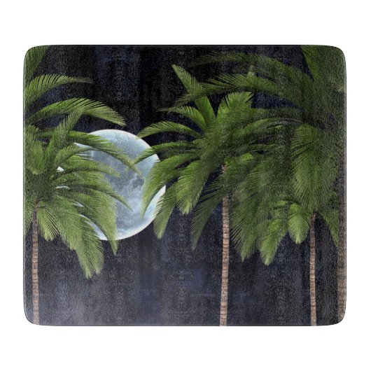 月に向かうヤシの木 カッティングボード (正面)