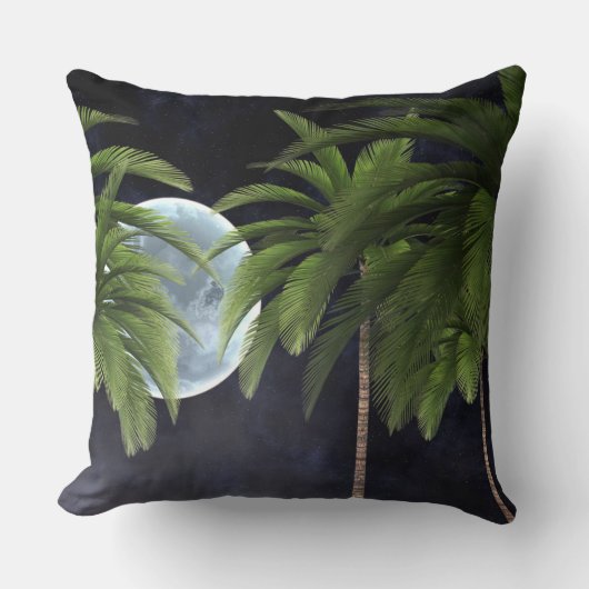 月に向かうヤシの木 クッション (正面)