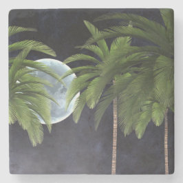 月に向かうヤシの木 ストーンコースター