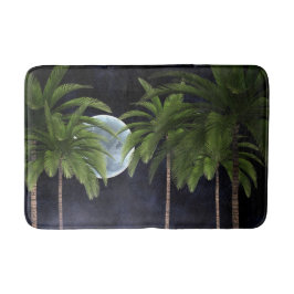 月に向かうヤシの木 バスマット