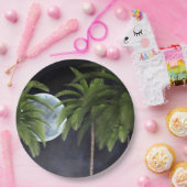 月に向かうヤシの木 ペーパープレート (パーティー)