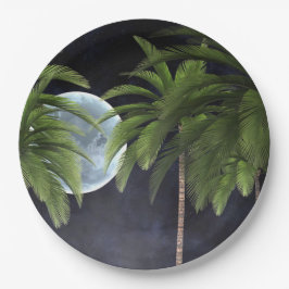 月に向かうヤシの木 ペーパープレート