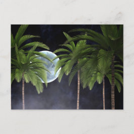 月に向かうヤシの木 ポストカード