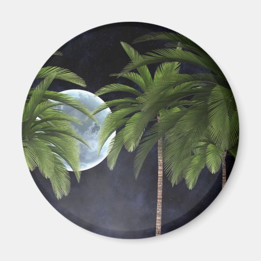 月に向かうヤシの木 マグネット (正面)