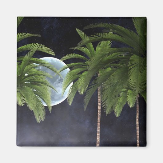 月に向かうヤシの木 マグネット (正面)