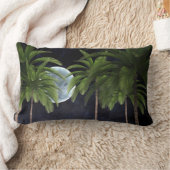 月に向かうヤシの木 ランバークッション (ブランケット)