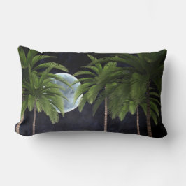 月に向かうヤシの木 ランバークッション