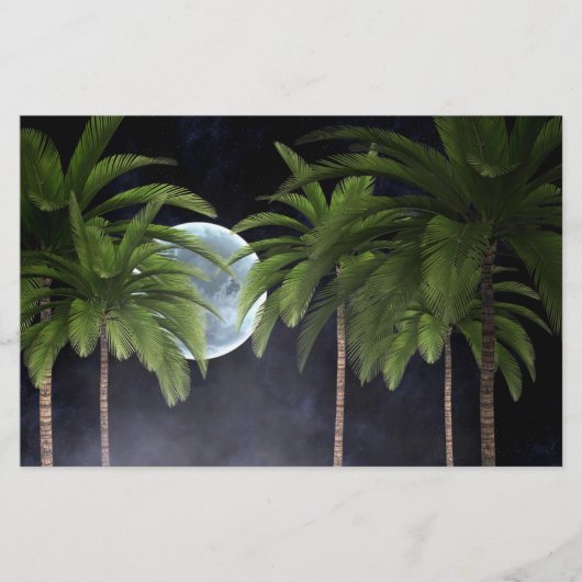 月に向かうヤシの木 便箋 (正面)