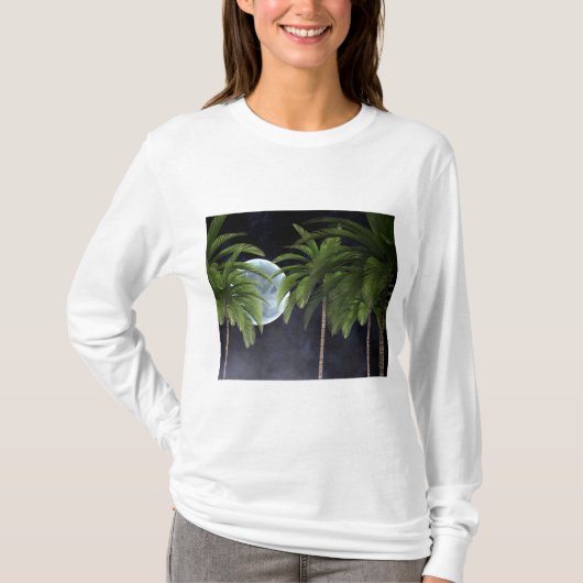 月に向かうヤシの木 Tシャツ (正面)
