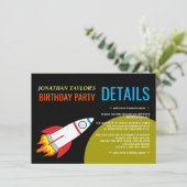 月に向かう宇宙ロケットの子供の誕生日詳細 招待状 (スタンド正面)