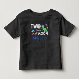 月に向かう2匹の恐竜宇宙飛行士 2歳の誕生日 トドラーTシャツ