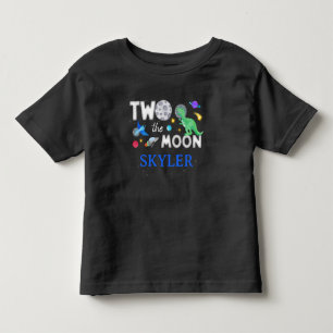 月に向かう2匹の恐竜宇宙飛行士 2歳の誕生日 トドラーTシャツ