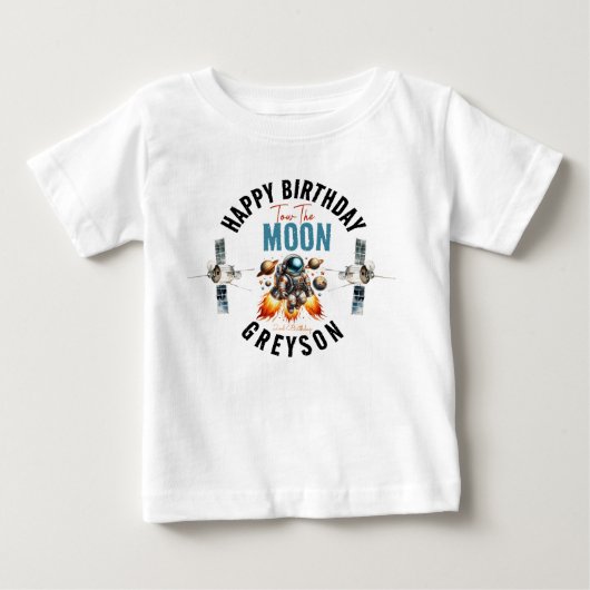 月に向かってスタート 2歳の誕生日 宇宙 ベビーTシャツ (正面)