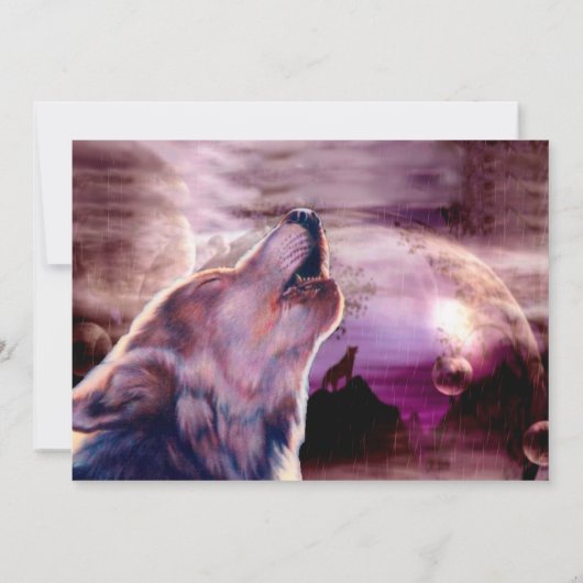 月に向かって叫ぶ神秘的な狼 招待状 (裏面)