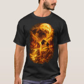 月に向かって吠えるパグ 劇的な満月 Tシャツ (正面)