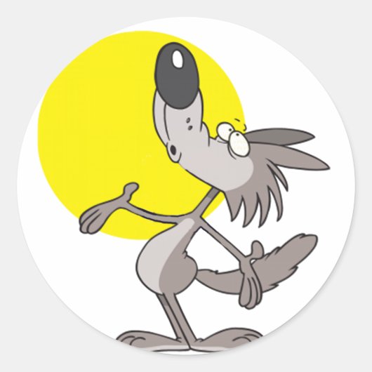 月に向かって笛を吹く ラウンドシール (正面)