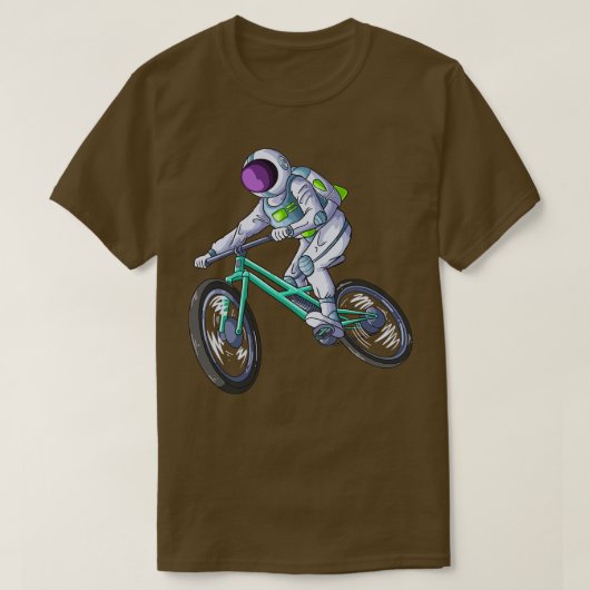 月に向かって自転車に乗る宇宙飛行士 Tシャツ (デザイン正面)