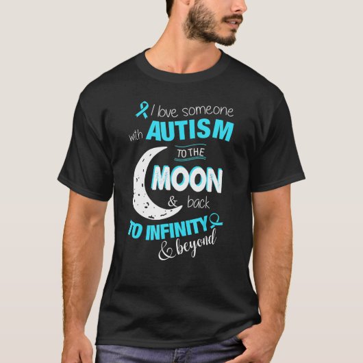 月に向かって自閉症で人を愛している Tシャツ (正面)